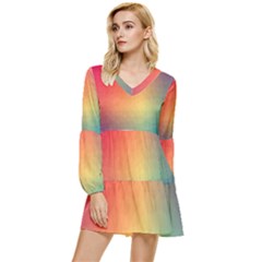 Colorful Rainbow Tiered Long Sleeve Mini Dress by artworkshop