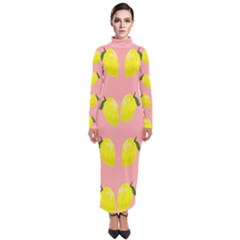 Yellow Lemons On Pink Turtleneck Maxi Dress by FunDressesShop