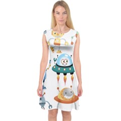 Vector-set-funny-robots-cartoon Capsleeve Midi Dress by Jancukart