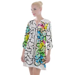 Brain-mind-psychology-idea-drawing Open Neck Shift Dress by Jancukart