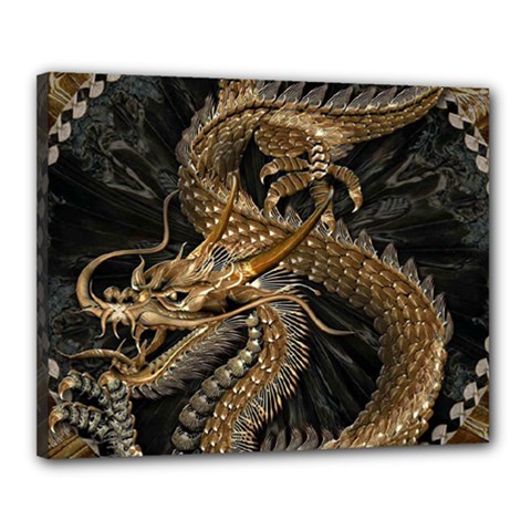 Fantasy Dragon Pentagram Canvas 20  X 16  (stretched)