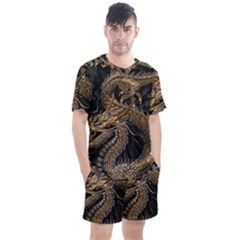 Fantasy Dragon Pentagram Men s Mesh Tee And Shorts Set