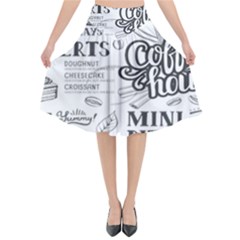 Vintage Coffee-tea-cafe-hamburger-menu-coffee-shop-menu Flared Midi Skirt by Jancukart