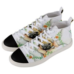 Pug-watercolor-cute-animal-dog Men s Mid-top Canvas Sneakers by Jancukart