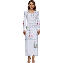 Circuits-electronics-atmel Long Sleeve Velour Longline Maxi Dress by Jancukart