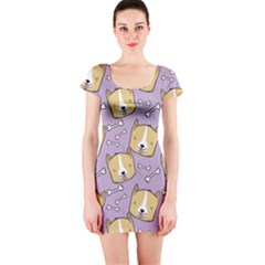 Corgi Pattern Short Sleeve Bodycon Dress by Sudhe