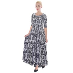 Sketchy Monster Insect Drawing Motif Pattern Half Sleeves Maxi Dress by dflcprintsclothing