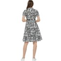 Sketchy Monster Insect Drawing Motif Pattern Short Sleeve Waist Detail Dress View2