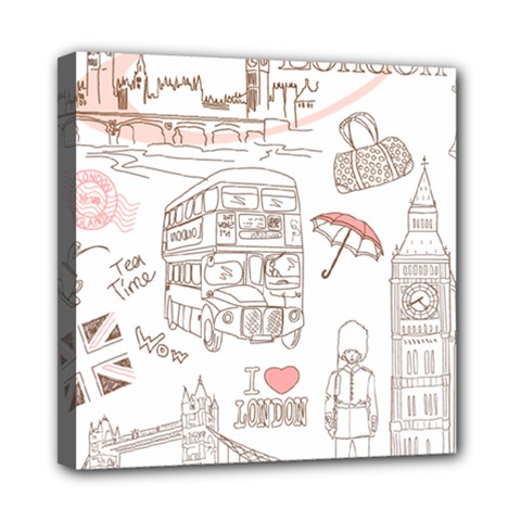 London-paris-drawing-vector-london-comics Mini Canvas 8  X 8  (stretched)