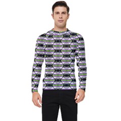 Hackers Town Void Mantis Hexagon Agender Nine 9 Stripe Pride Flag Men s Long Sleeve Rash Guard by WetdryvacsLair