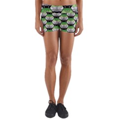 Hackers Town Void Mantis Hexagon Aromantic Pride Flag Yoga Shorts by WetdryvacsLair