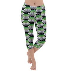 Hackers Town Void Mantis Hexagon Aromantic Pride Flag Lightweight Velour Capri Yoga Leggings by WetdryvacsLair