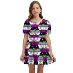 Hackers Town Void Mantis Hexagon Asexual Ace Pride Flag Kids  Short Sleeve Dolly Dress by WetdryvacsLair