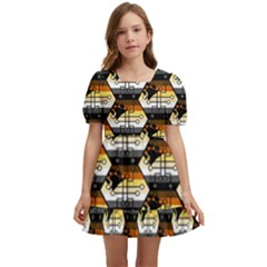 Hackers Town Void Mantis Hexagon Bear Pride Flag Kids  Short Sleeve Dolly Dress by WetdryvacsLair