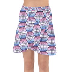 Hackers Town Void Mantis Hexagon Bigender Seven 7 Stripe Pride Flag Wrap Front Skirt by WetdryvacsLair