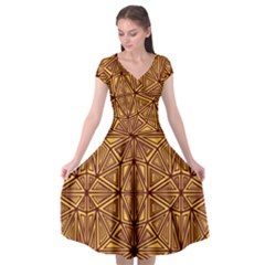 Abstract Pattern Geometric Backgrounds Cap Sleeve Wrap Front Dress by Eskimos