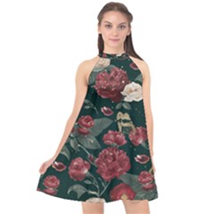 Magic Of Roses Halter Neckline Chiffon Dress  by HWDesign