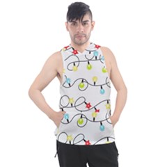 Christmas-light-bulbs-seamless-pattern-colorful-xmas-garland,white Men s Sleeveless Hoodie by nate14shop