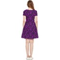 Small Bright Dayglo Purple Halloween Motifs Skulls, Spells & Cats On Spooky Black Inside Out Cap Sleeve Dress View4