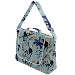 Tropical-leaves-seamless-pattern-with-monkey Box Up Messenger Bag by nate14shop