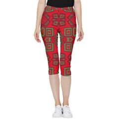 Abstract Pattern Geometric Backgrounds Inside Out Lightweight Velour Capri Leggings  by Eskimos