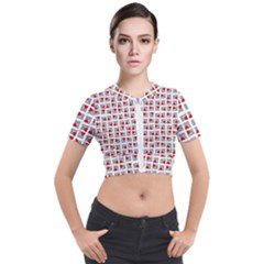 Spanish Love Phrase Motif Pattern Short Sleeve Cropped Jacket by dflcprintsclothing