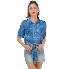 Jeans Blue  Tie Front Shirt  by artworkshop