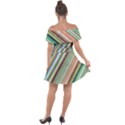 Stripe-colorful-cloth Off Shoulder Velour Dress View2