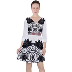 Im Fourth Dimension Black White 6 Quarter Sleeve Ruffle Waist Dress by imanmulyana