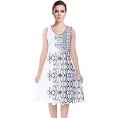 Im Fourth Dimension Black White 7 V-neck Midi Sleeveless Dress  by imanmulyana