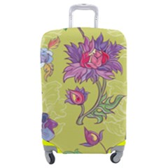 Blue Purple Floral Pattern Luggage Cover (medium) by designsbymallika