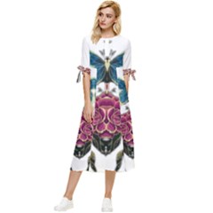 Im Fourth Dimension Colour 14 Bow Sleeve Chiffon Midi Dress by imanmulyana