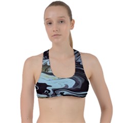 Abstract Painting Black Criss Cross Racerback Sports Bra by nateshop