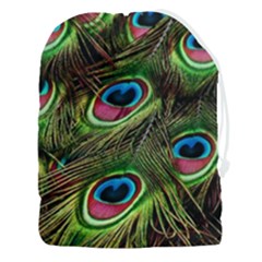 Peacock-feathers-color-plumage Drawstring Pouch (3xl) by Celenk