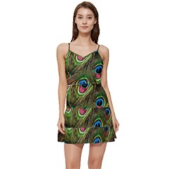 Peacock-feathers-color-plumage Short Frill Dress by Celenk