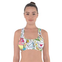 Doodle Cross Back Sports Bra by nateshop