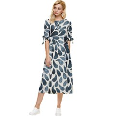 Abstract Flower Petals Bow Sleeve Chiffon Midi Dress by artworkshop