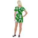 Green  Background Card Christmas  Short Sleeve Asymmetric Mini Dress View2