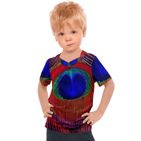 Peacock Plumage Fearher Bird Pattern Kids  Sports Tee by Sapixe