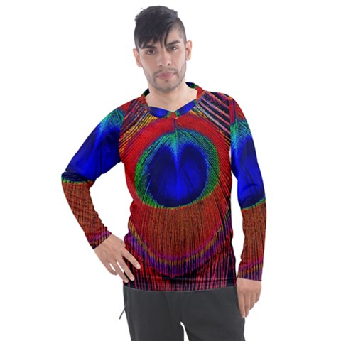 Peacock Plumage Fearher Bird Pattern Men s Pique Long Sleeve Tee by Sapixe