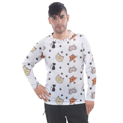 Cat Kitten Design Pattern Men s Pique Long Sleeve Tee by Sapixe