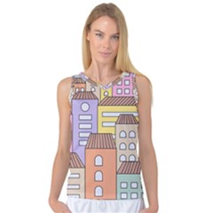 Houses City Architecture Building Women s Basketball Tank Top by Sapixe