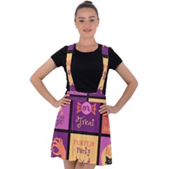 Halloween Cute Cartoon Velvet Suspender Skater Skirt by Sapixe