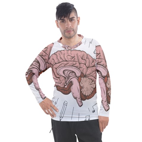 Cerebrum Human Structure Cartoon Human Brain Men s Pique Long Sleeve Tee by Sapixe