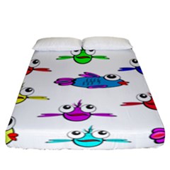 Fish Swim Cartoon Funnycute Fitted Sheet (california King Size) by Sapixe