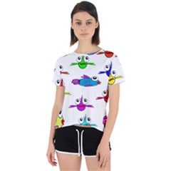 Fish Swim Cartoon Funnycute Open Back Sport Tee by Sapixe