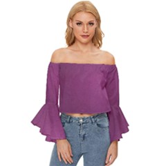 Background-purple Off Shoulder Flutter Bell Sleeve Top by nateshop
