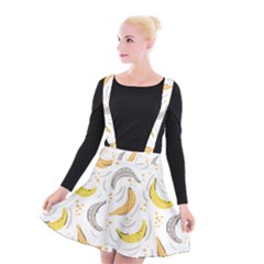 Seamless Stylish Pattern-with-fresh-yellow-bananas-background Suspender Skater Skirt by Wegoenart