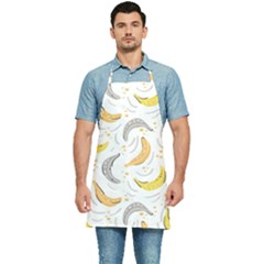 Seamless Stylish Pattern-with-fresh-yellow-bananas-background Kitchen Apron by Wegoenart