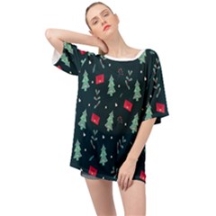 Christmas Pattern Design Oversized Chiffon Top by artworkshop